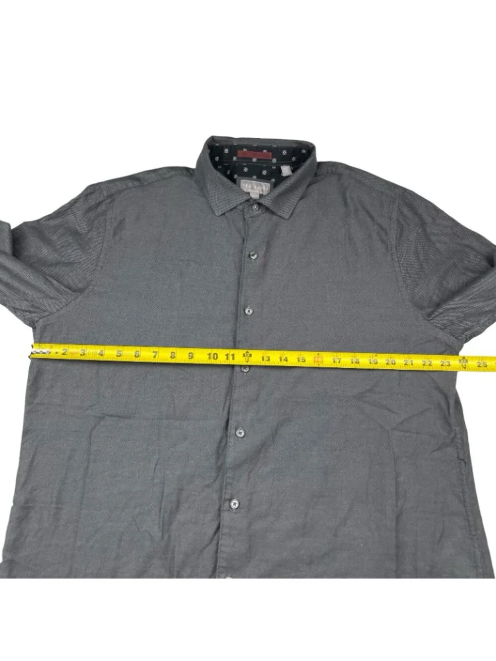 Ted Baker Men's 100% Cotton Flip Cuff Button Shirt Gray Herringbone • XL_8